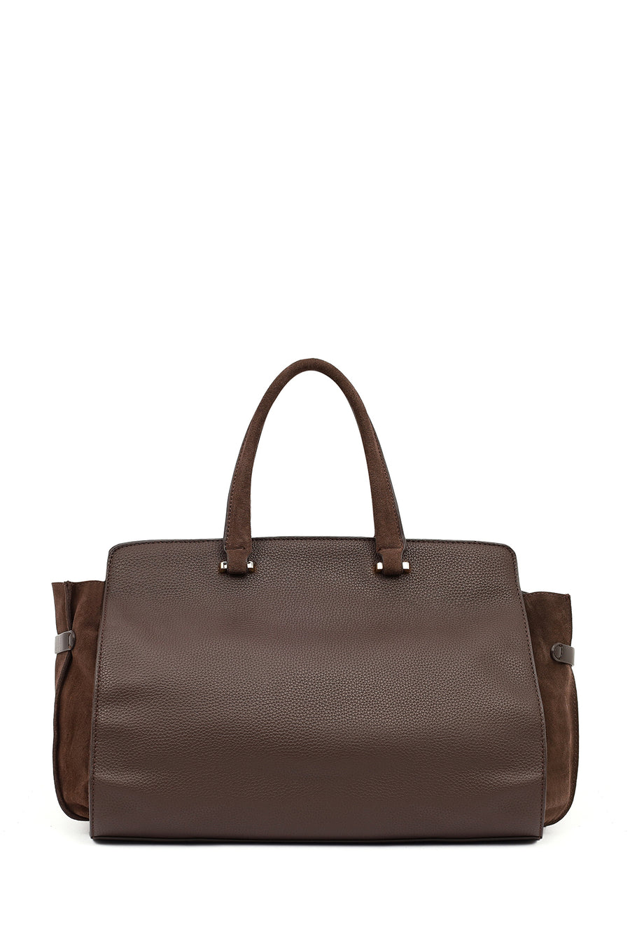 Women's Brown Long Strap Suede Shoulder Bag with Accessories