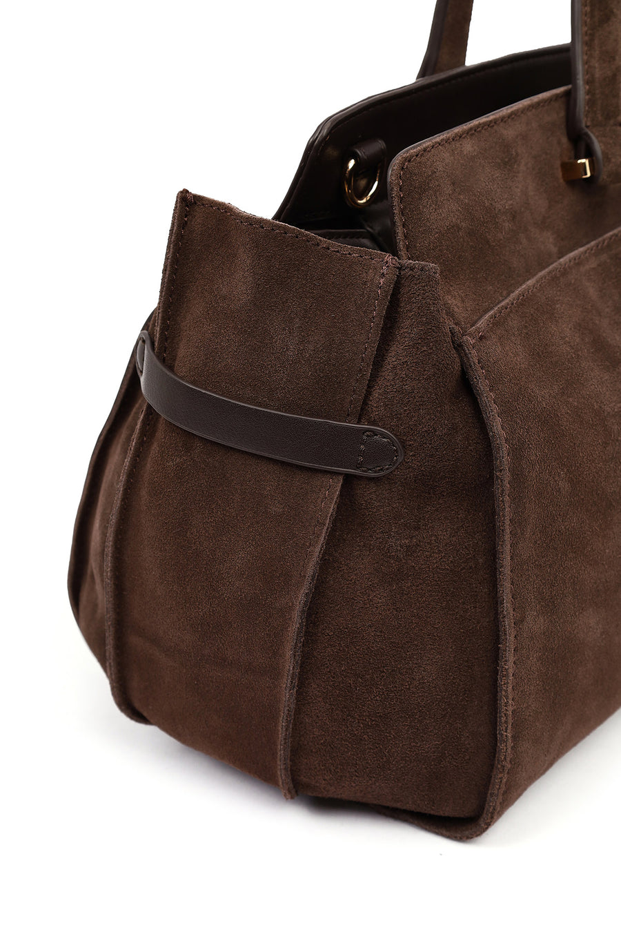 Women's Brown Long Strap Suede Shoulder Bag with Accessories
