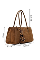 Women's Camel Charm Suede Shoulder Bag | Derimod