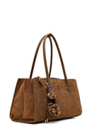 Women's Camel Charm Suede Shoulder Bag | Derimod