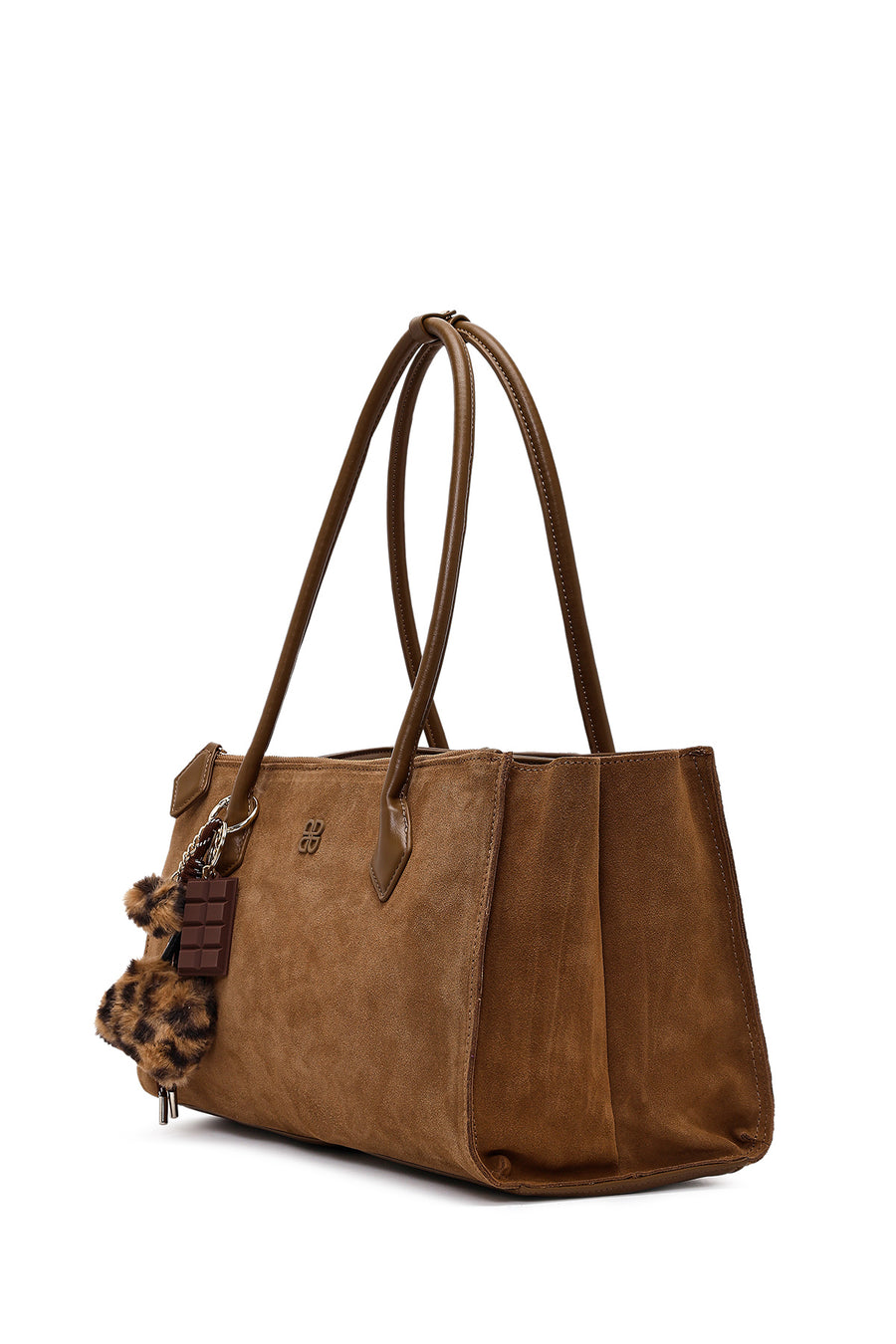 Women's Camel Charm Suede Shoulder Bag