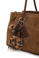 Women's Camel Charm Suede Shoulder Bag | Derimod