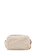 Women's Cream Long Strap Plush Crossbody Bag | Derimod