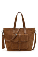Women's Tan Long Strap Suede Shoulder Bag | Derimod