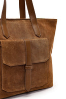 Women's Tan Long Strap Suede Shoulder Bag | Derimod