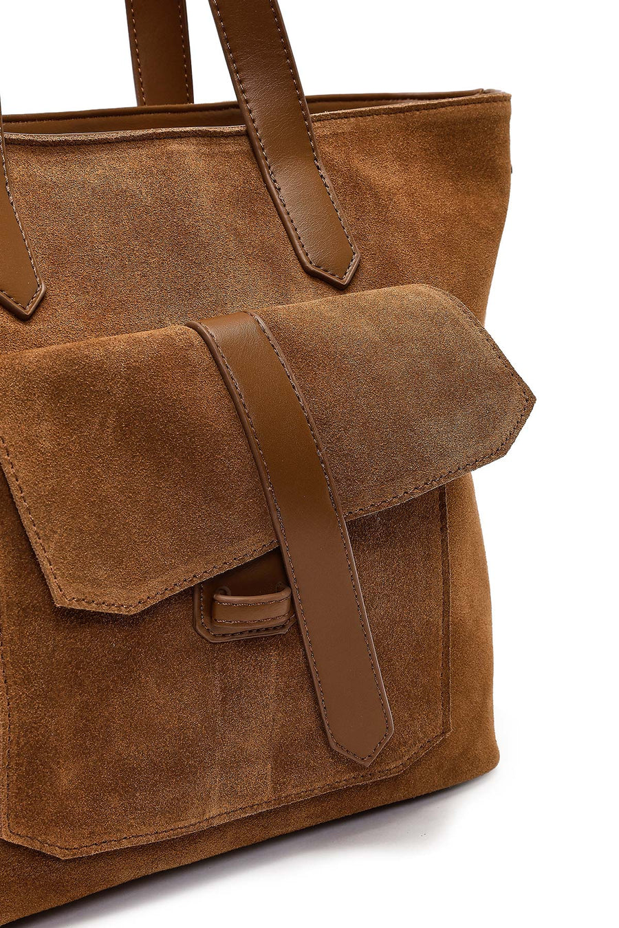 Women's Tan Long Strap Suede Shoulder Bag