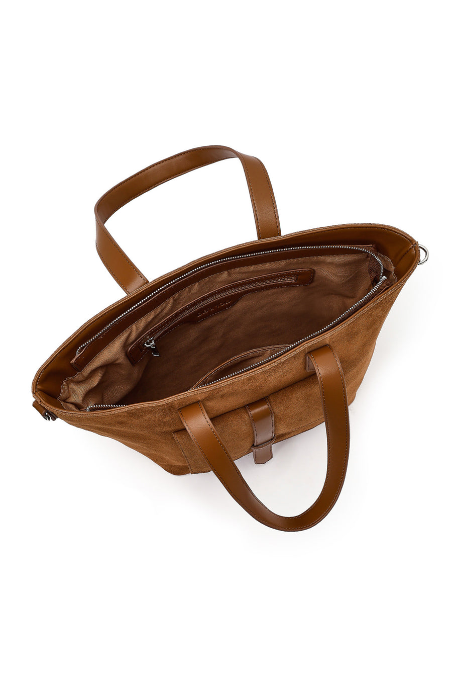Women's Tan Long Strap Suede Shoulder Bag