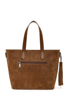 Women's Tan Long Strap Suede Shoulder Bag | Derimod