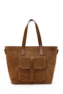 Women's Tan Long Strap Suede Shoulder Bag | Derimod