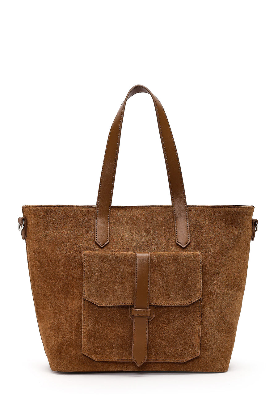 Women's Tan Long Strap Suede Shoulder Bag