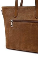 Women's Tan Long Strap Suede Shoulder Bag | Derimod