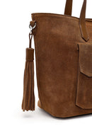 Women's Tan Long Strap Suede Shoulder Bag | Derimod