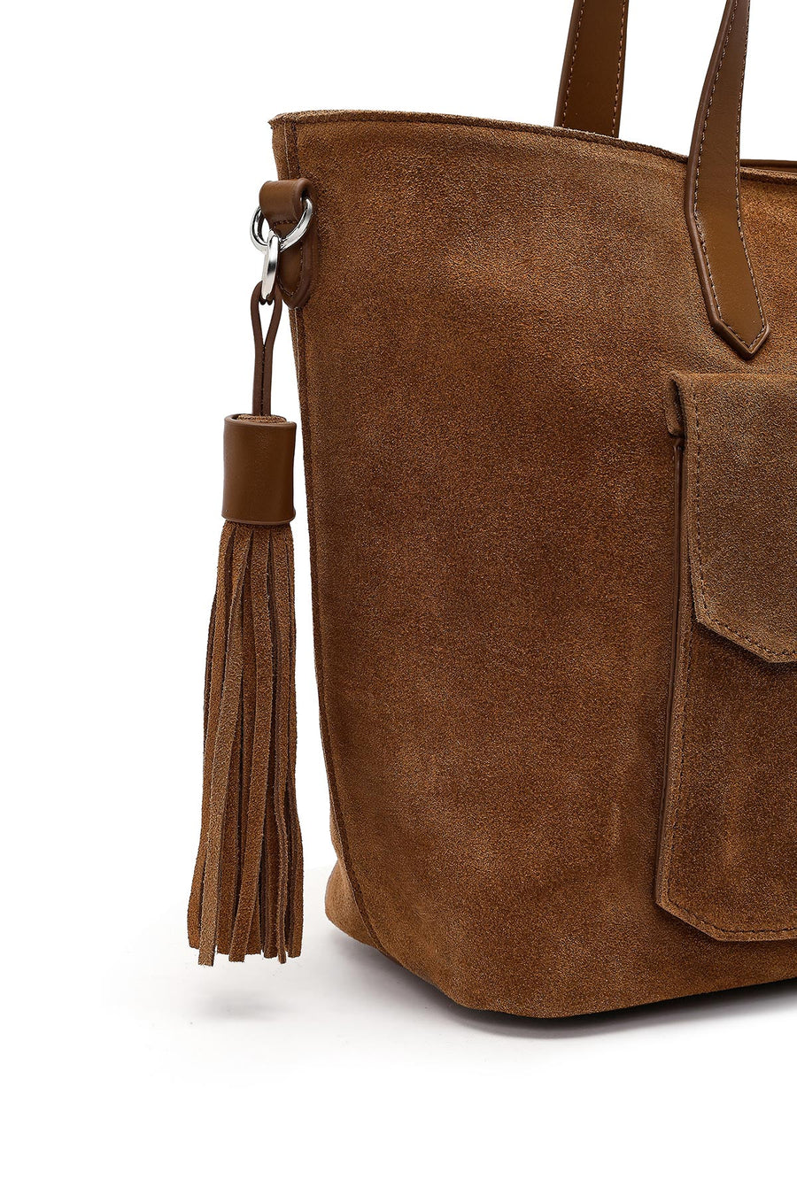 Women's Tan Long Strap Suede Shoulder Bag