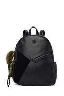 Women's Black Backpack with Accessories | Derimod
