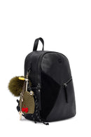 Women's Black Backpack with Accessories | Derimod