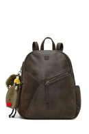 Women's Khaki Backpack with Accessories | Derimod