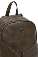 Women's Khaki Backpack with Accessories | Derimod