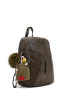 Women's Khaki Backpack with Accessories | Derimod