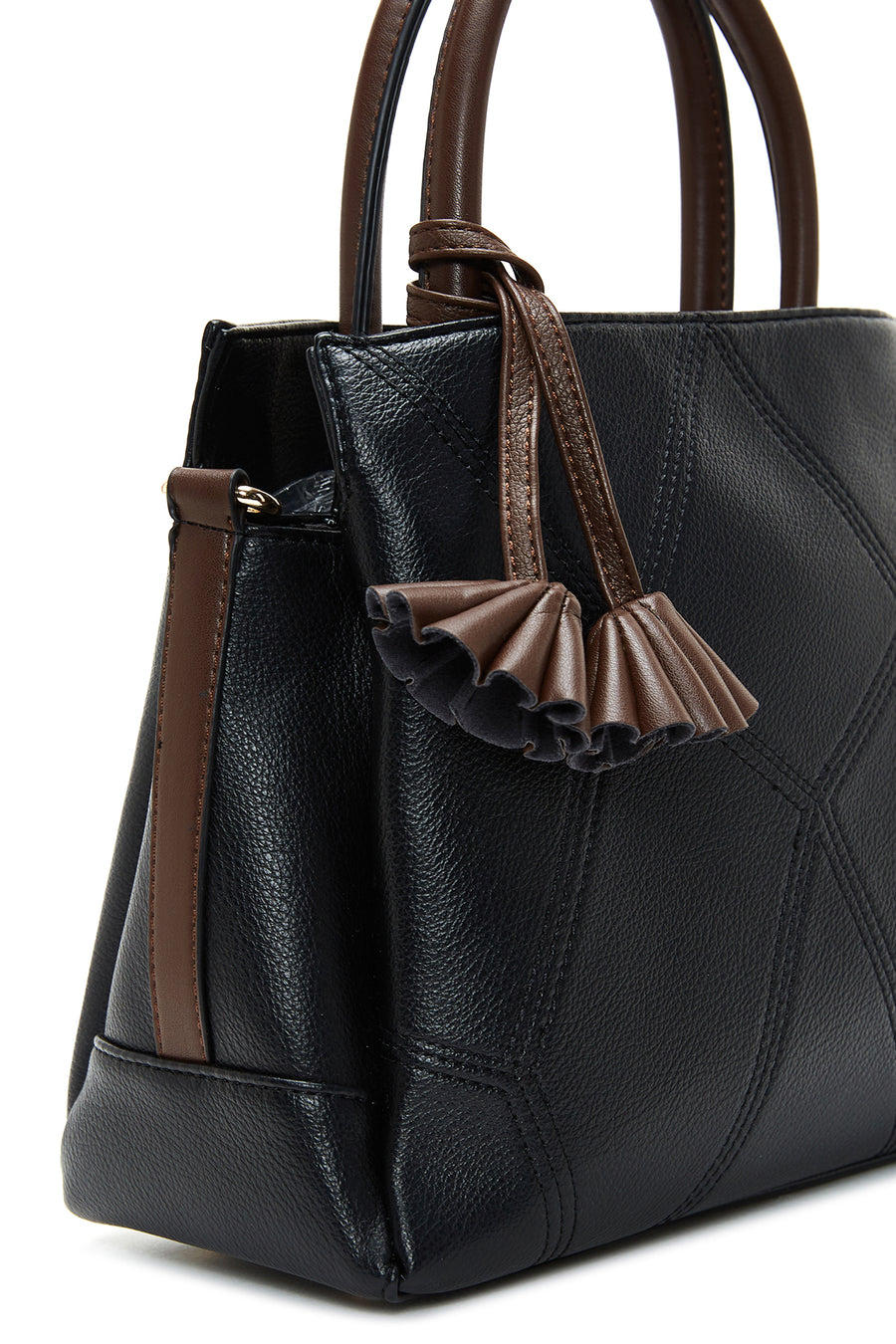Women's Black Long Strap Accessory Detailed Handbag