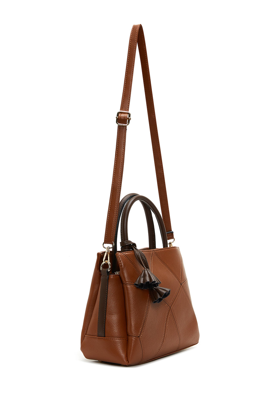 Women's Tan Long Strap Accessory Detailed Shoulder Bag