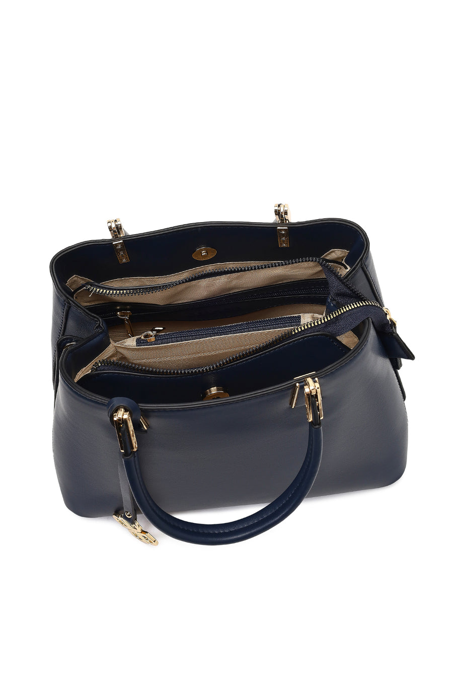 Women's Navy Blue Long Strap Accessory Detailed Shoulder Bag