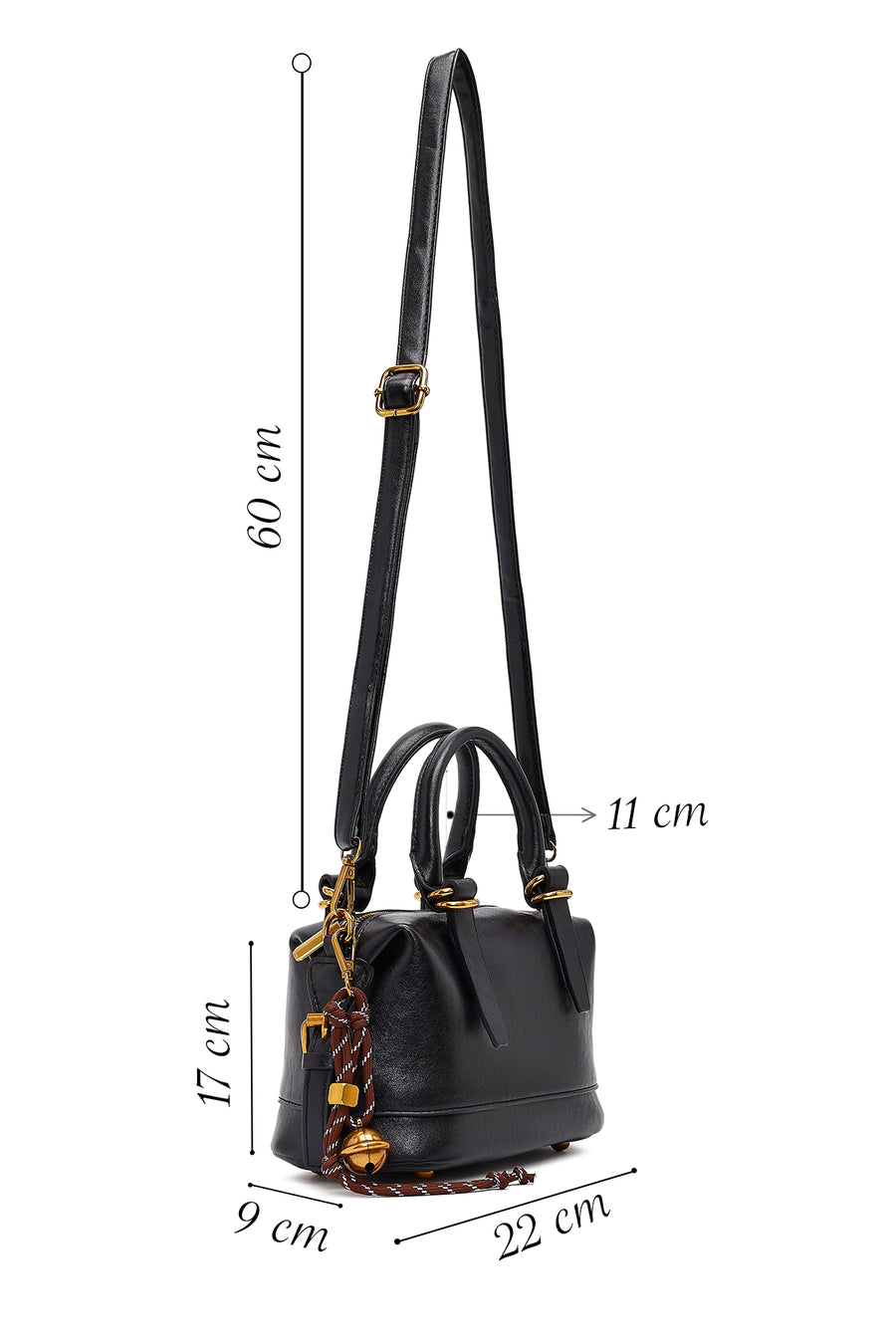 Women's Black Long Strap Mini Shoulder Bag