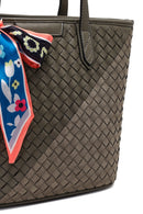 Women's Gray Long Strap Accessorized Woven Shoulder Bag | Derimod