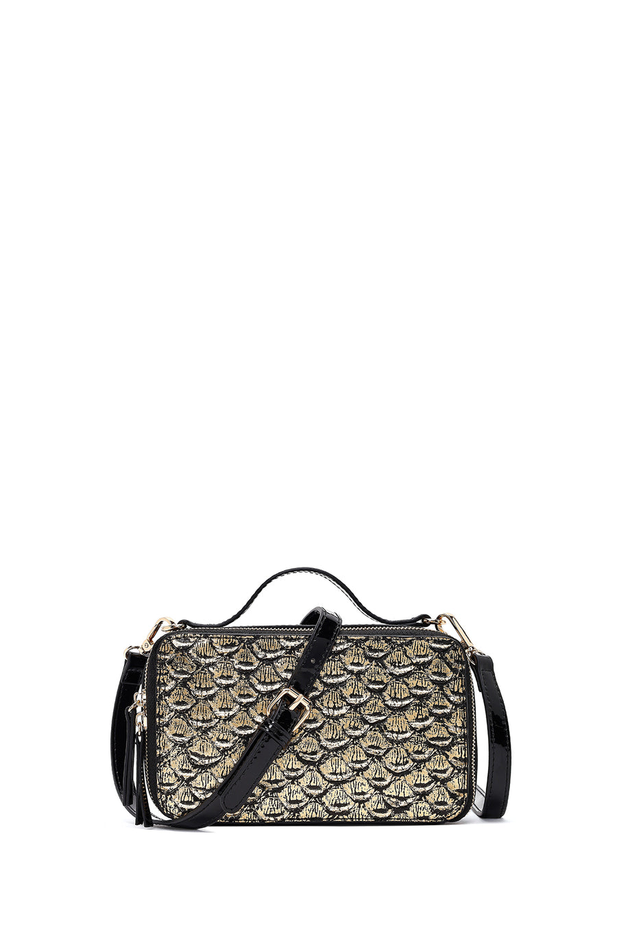 Women's Black Long Strap Patent Leather Mini Shoulder Bag 25WBD266516 | Derimod