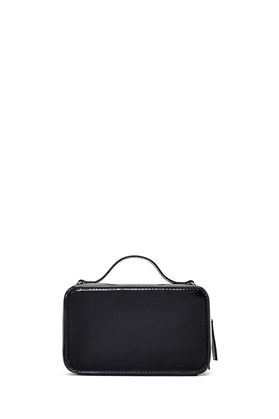 Women's Black Long Strap Patent Leather Mini Shoulder Bag
