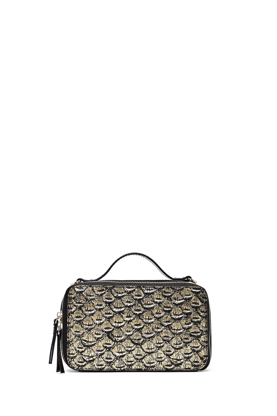 Women's Black Long Strap Patent Leather Mini Shoulder Bag