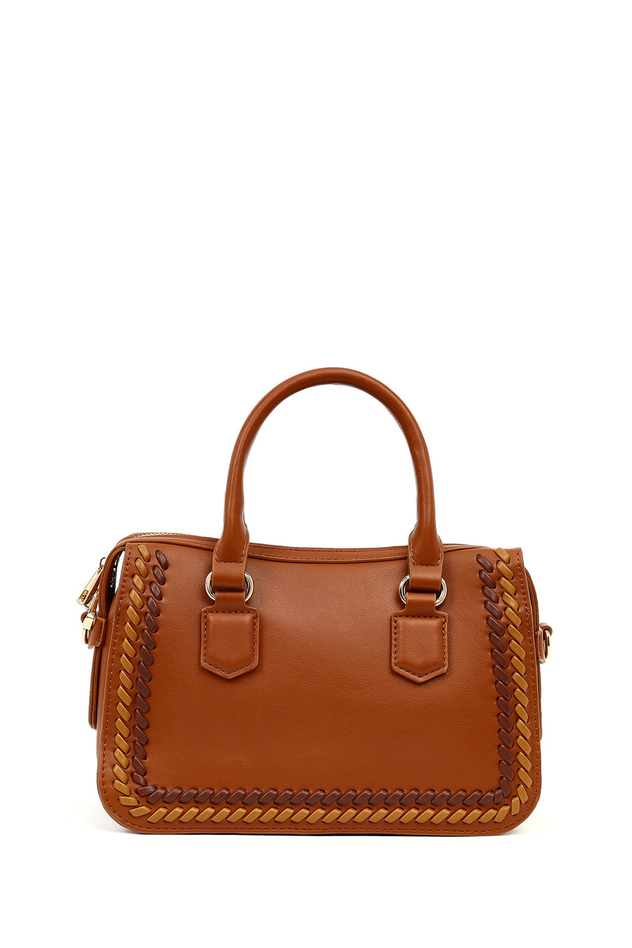 Women's Tan Long Strap Knitted Detail Shoulder Bag