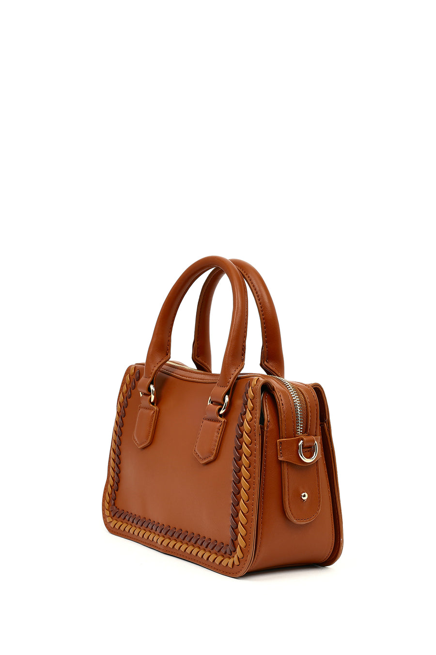 Women's Tan Long Strap Knitted Detail Shoulder Bag
