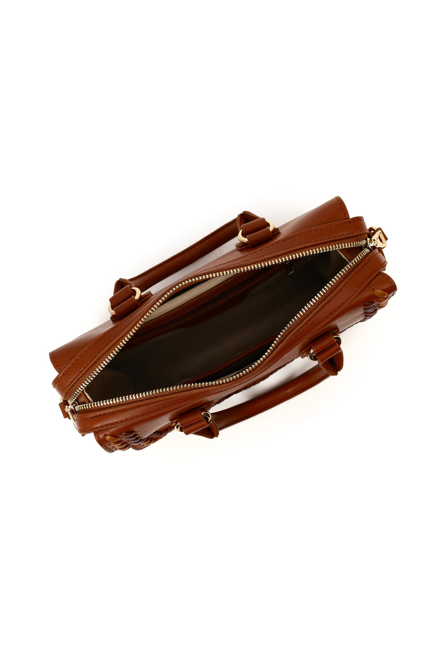 Women's Tan Long Strap Knitted Detail Shoulder Bag