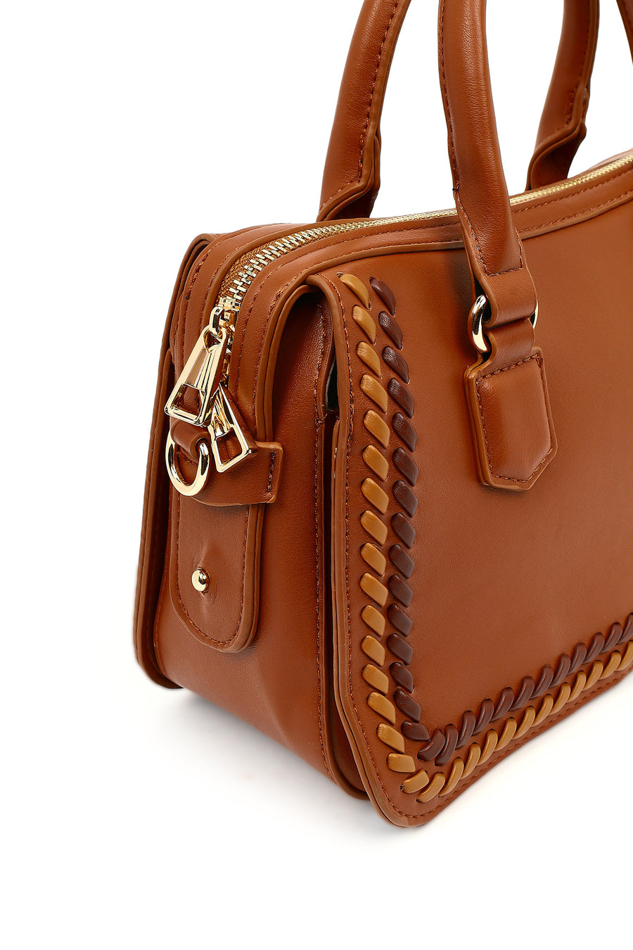 Women's Tan Long Strap Knitted Detail Shoulder Bag