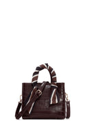 Women's Burgundy Long Strap Crocodile Pattern Mini Shoulder Bag | Derimod