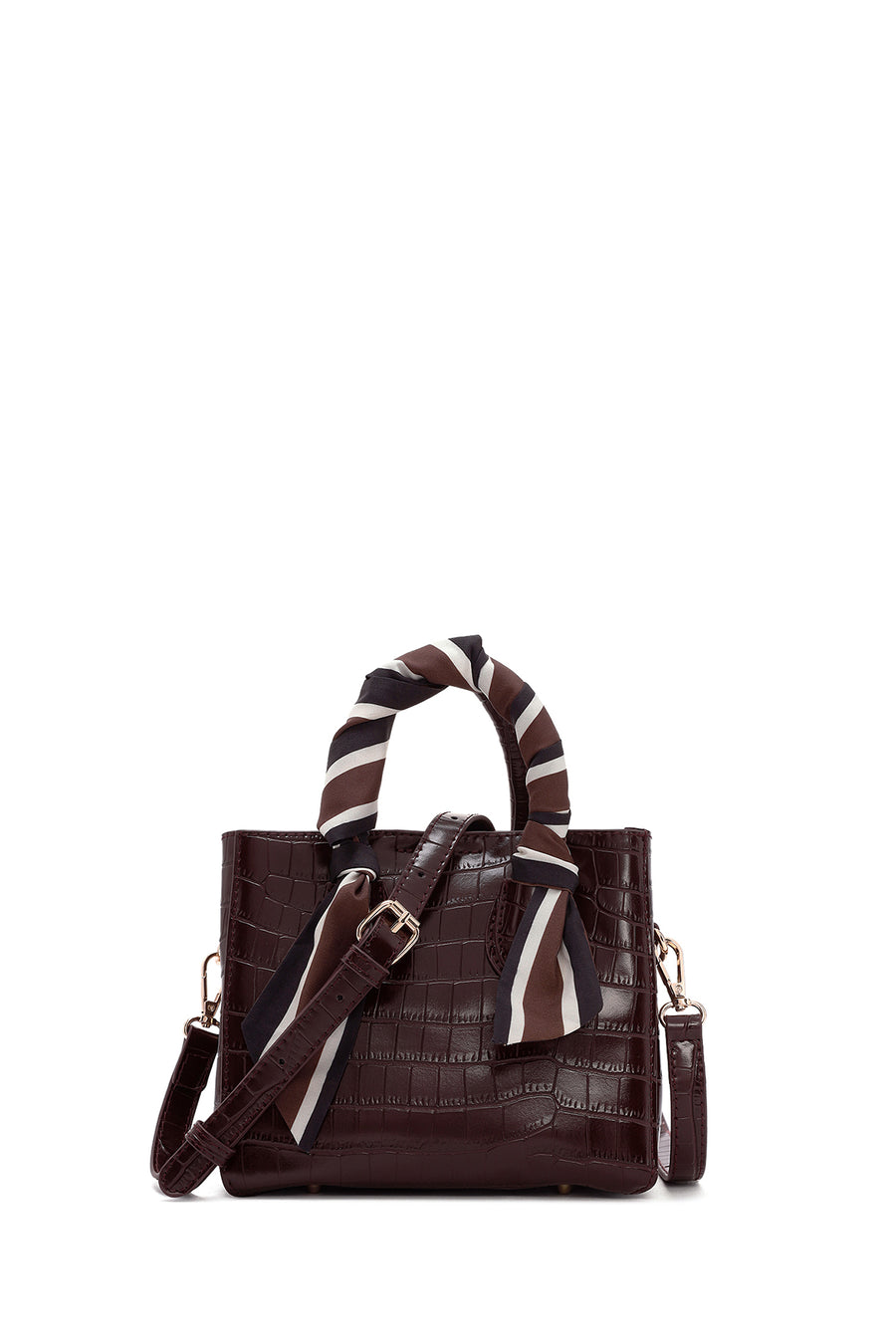 Women's Burgundy Long Strap Crocodile Pattern Mini Shoulder Bag 25WBD2713E3 | Derimod