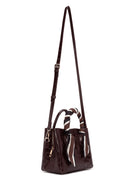 Women's Burgundy Long Strap Crocodile Pattern Mini Shoulder Bag | Derimod