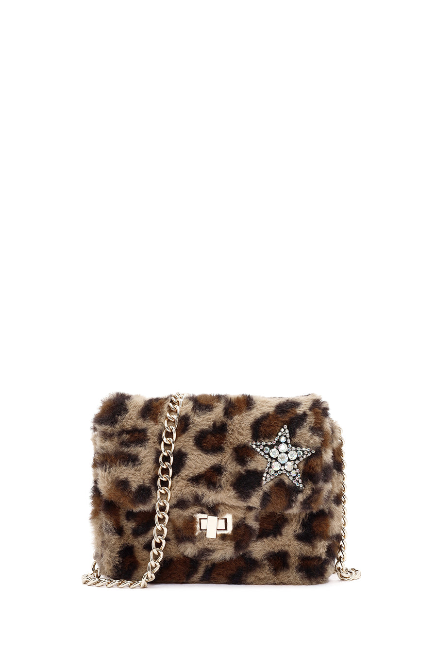 Women's Leopard Long Chain Strap Plush Shoulder Bag 25WBD2714PH | Derimod