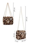 Women's Leopard Long Chain Strap Plush Shoulder Bag | Derimod