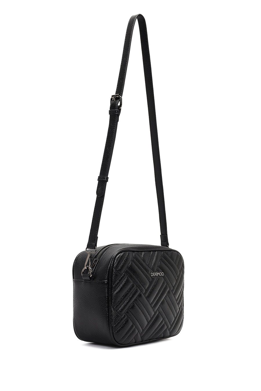 Women's Black Long Strapped Quilted Crossbody Bag