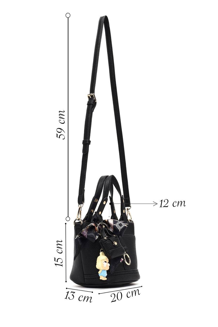 Women's Black Long Strap Mini Shoulder Bag