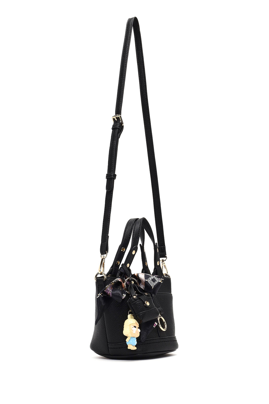 Women's Black Long Strap Mini Shoulder Bag