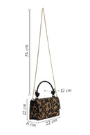 Women's Leopard Long Chain Strap Stone-Embellished Mini Evening Clutch Bag | Derimod