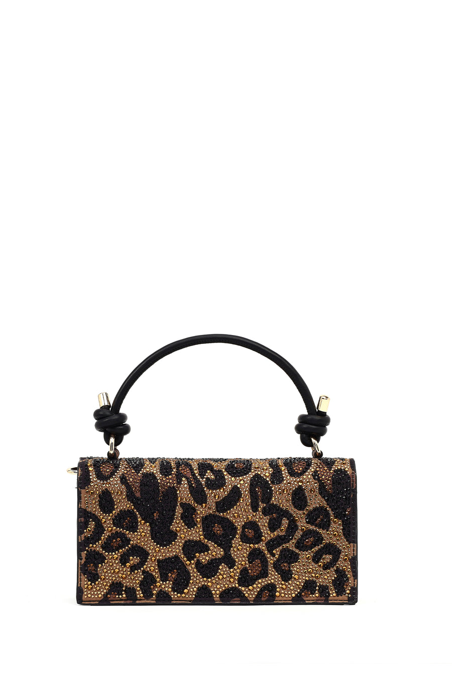 Women's Leopard Long Chain Strap Stone-Embellished Mini Evening Clutch Bag