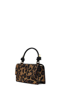 Women's Leopard Long Chain Strap Stone-Embellished Mini Evening Clutch Bag | Derimod