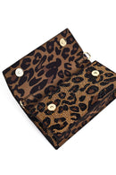 Women's Leopard Long Chain Strap Stone-Embellished Mini Evening Clutch Bag | Derimod