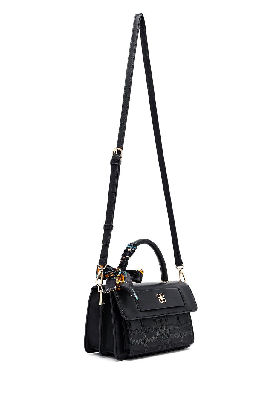 Woman Black Long Strap Printed Crossbody Bag