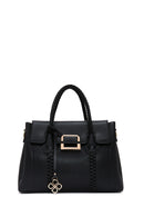 Women's Black Long Strap Woven Detailed Shoulder Bag | Derimod