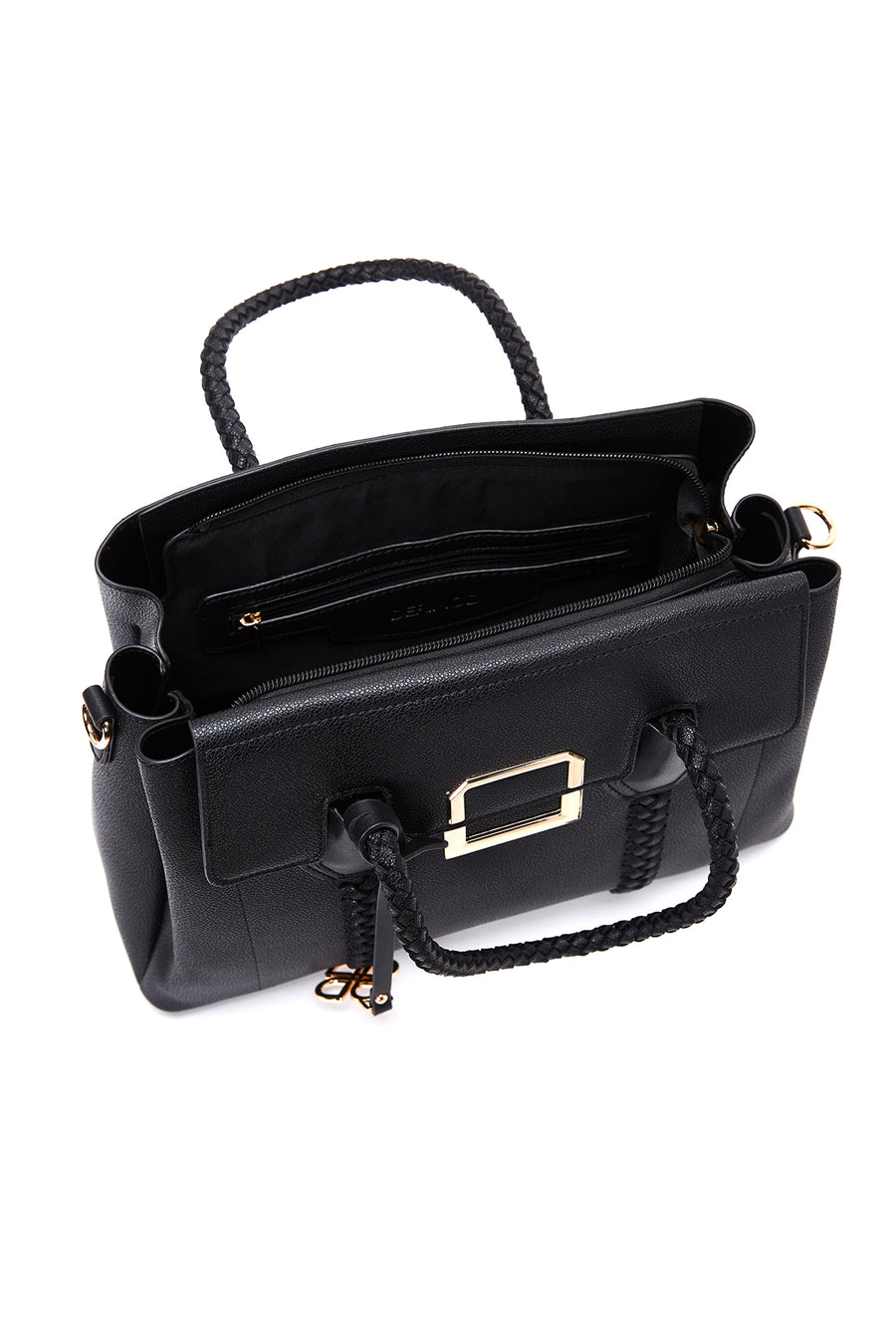 Women's Black Long Strap Woven Detailed Shoulder Bag