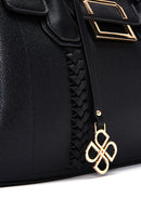 Women's Black Long Strap Woven Detailed Shoulder Bag | Derimod